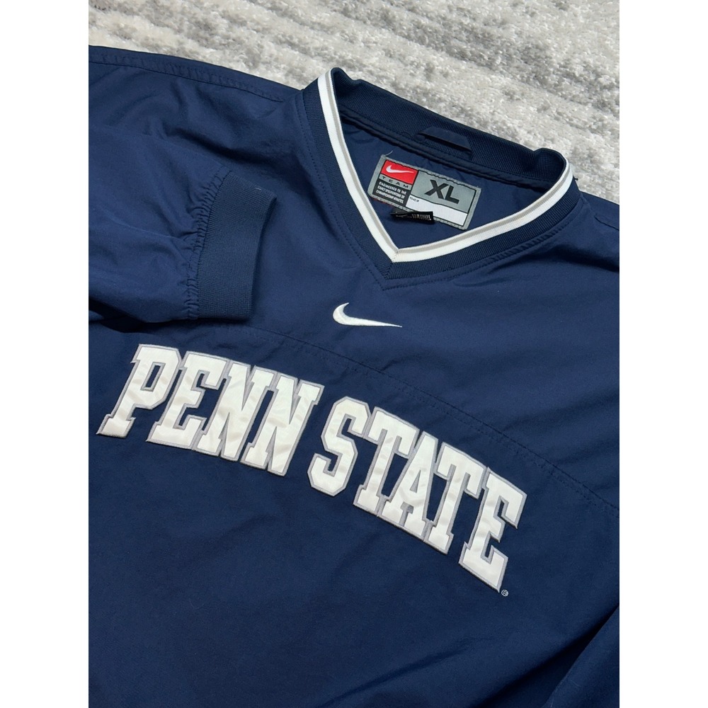 Nike Team Penn State Pullover Mens XL Navy Blue V-Neck Windshirt Jacket NCAA
